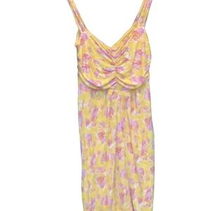 Diane von Furstenberg Silk Dress Size 6 Yellow/Pink